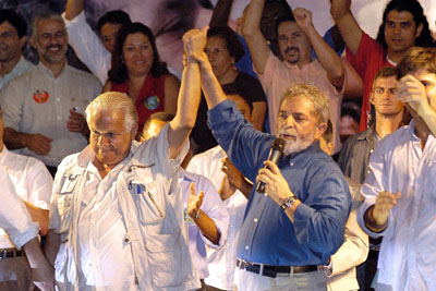 Vladimir em comício com o presidente Lula